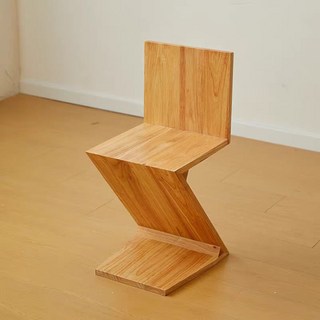 Z字形木製靠背椅 現代簡約設計 原木色 76x39.5x45cm, 1件