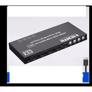 KVM四畫面4K/2K掛機整合同步器HDMI分割分屏切換器4進1出USB滑鼠鍵盤控制主機電腦1080P高清 送5條HDMI線, 1個, 1080P