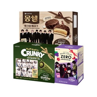 엔하이픈 몽쉘 코코넛n밀크커피x1개+더블크런치바 녹차x1개+제로 블랙커런트베리 젤리x1개, 1세트, 422g