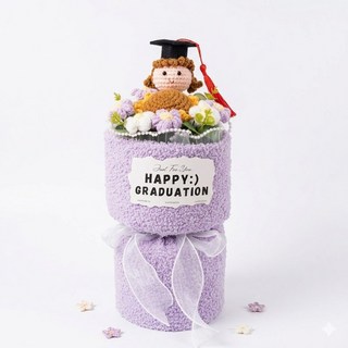 畢業毛絨玩偶花束禮盒 節日贈禮, 紫, 1件