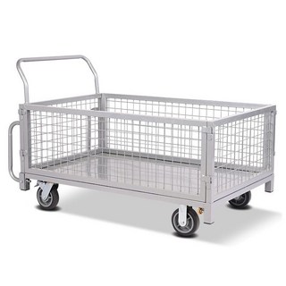 平板車折疊四輪靜音物流車圍欄手推車：倉庫搬運、物流中轉、揀貨拉貨多用途, 1個