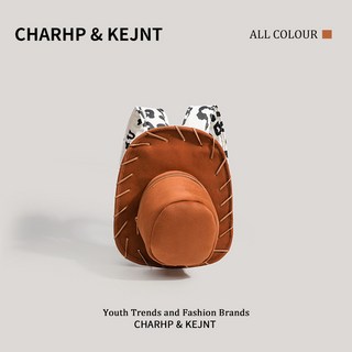 瀾錦書捨 CHARHP&KEJNT正品運動總動員胡迪帽子背包2025可愛創意趣味雙肩包, 棕色