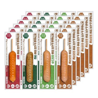 방탄푸드 닭가슴살 소시지 핫바 70g 4종 24팩 오리지널6+깻잎6+청양고추6+불닭6, 1세트