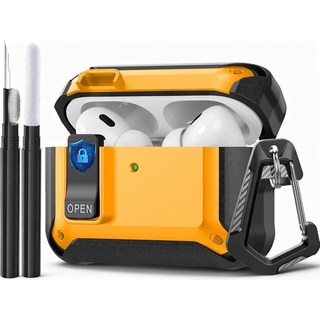 에어팟[호환] 프로 3 케이스 락 2025와 호환 충격 방지 아이팟 3대 보호 커버 남성 여성용 클리닝 키트 카라비너 포함 블랙 [호환], For Airpod Pro3, 옐로우