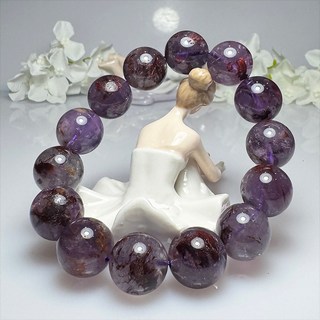 G59 上帝指紋紫幽靈水晶手串 大顆粒手珠 無注膠無染色 女款手鍊 15.7mm