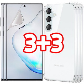 벌크온 3+3 갤럭시 노트10 노트10플러스 지문인식 이지핏 우레탄 풀커버 필름 + 투명 범퍼 케이스, 1세트