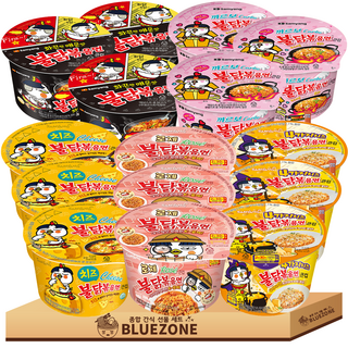 불닭볶음면 큰컵 불닭3개 까르보3개 치즈3개 네가지치즈3개 로제3개 라면스틱3개, 15개
