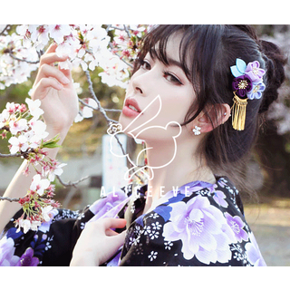 일본풍 기모노 유카타 머리장식 전통 한복 악세사리 꽃 비녀 뒤꽂이 배씨댕기 스타일 머리핀 공연용 코스프레 장식