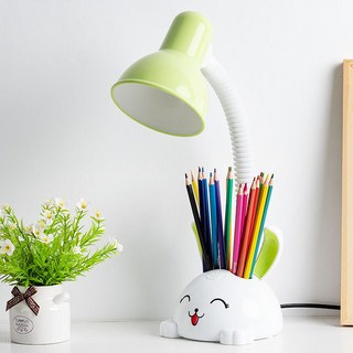 台灣出貨 檯燈 LED檯燈 護眼檯燈 彎折檯燈 學習檯燈 兒童護眼檯燈 兒童護眼新款檯燈小學生寫字燈書桌多功能檯燈卡通, 綠色小兔子燈泡款（三色變光）
