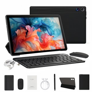 Wqplo A10L 태블릿PC 10.1인치태블릿 12G+64G 8 코어 안드로이드 14, Wi-Fi, 검정색/Black/슈트, 64GB