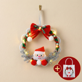 [가방 조명 제작영상 포함] 골드픽 크리스마스 모루 리스 만들기 DIY 키트, 1개, 산타