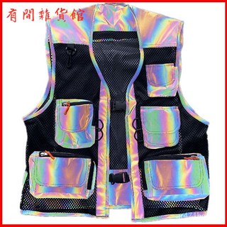 炫彩反光馬甲 多口袋工裝背心 戰術機能背心 工作背心 釣魚背心 薄款外套