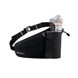 WATERFLY 러닝 물병 벨트: 하이드레이션 패니 팩 허리 가방 여성용 남성용 보틀 홀더 힙 러너 걷기 하이킹 조깅용 병 미포함 블랙. 미디엄 안정적인 118337, 블랙, 1개