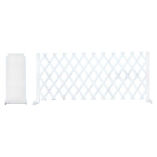 【台灣出貨】防腐實木伸縮柵欄帶腳護欄，庭院陽台寵物圍欄，戶外網格爬藤花架, 象牙白,帶腳籬笆厚款160*48cm幼小型犬