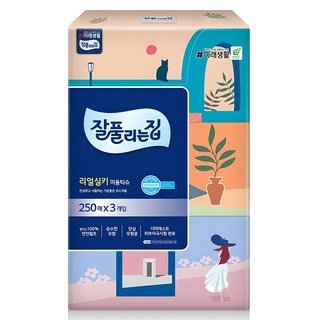 잘풀리는집 천연펄프 미용티슈 2겹, 250매, 3개