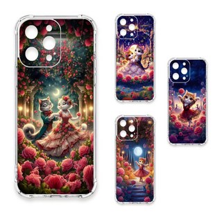 24H快速出貨 TRON 三星 A52/52s 月光玫瑰庭園跳舞貓咪 四角防摔 軟殼 手機殼