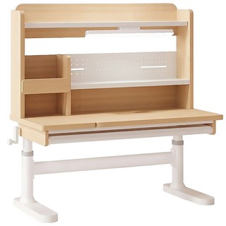 아렌테카사 높이 조절 학생 책상 학습용 테이블 1인용 다용도 튼튼한 원목 독서 책장 세트, 핑크