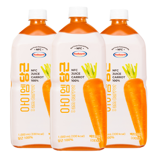 보넬드 아이엠 당근주스 100% NFC 착즙주스, 1L, 3개