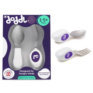 英國 doddl 兒童學習餐具 人體工學 嬰幼兒學習餐具 嬰兒學習餐具 收納盒 餐具 湯匙 叉子 二件組 三件組, 學習餐具2件組-藍莓紫 / 0194, 湯匙、叉子, 1個