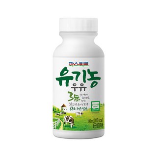파스퇴르 유기농우유(무항생제 무화학비료 무농약) 180ml, 7개