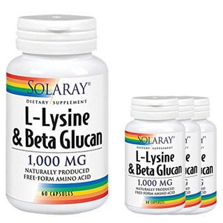 Solaray 左旋離胺酸β-葡聚糖膠囊 1000mg, 60顆, 4罐