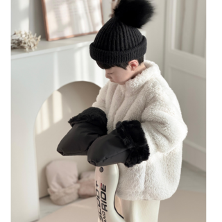 뚜뚜 아동용 킥보드 방수 장갑 자전거 방한 핸드머프, 1세트, 블랙