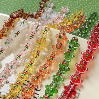 聖誕限定薑餅人琉璃珠子DIY手工飾品材料包：手鍊、項鍊、手機鏈串珠配件，打造獨一無二的節慶風格