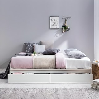 [가구야]기간한정! 통깔판 서랍형 침대+매트리스, 화이트/본넬