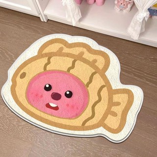 loopy露比 可愛小海貍浴室地墊 仿羊絨吸水防滑加厚地毯 臥室衛生間卡通地墊, 1個, 鯛魚loopy-B,50*80CM（仿羊絨）