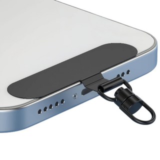 不鏽鋼360度旋轉手機墊片 手機掛繩墊片 金屬掛繩夾片 吊繩掛片 手機夾片 固定夾片 不銹鋼手機墊片 質感墊片, 黑色｜升級可旋轉不鏽鋼款, 1個