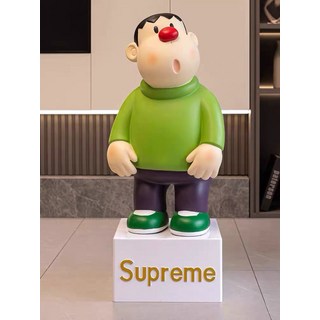 胖虎 擺件 90cm 大號 歪頭胖虎 落地擺飾 客廳電視櫃 桌面擺件 玄關裝飾 潮玩 哆啦A夢 胖虎 手辦 45cm, 如圖所示