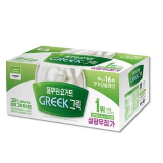 풀무원 다논 그릭요거트 무가당 플레인, 90g, 16개