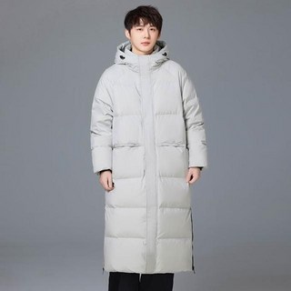 羽絨服男女同款中長版白鴨絨連帽加絨防風防水保暖過膝青年冬季雪地滑雪服學院風外套