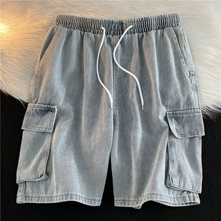 男士夏季薄款美式工裝牛仔短褲 寬鬆外穿五分中褲