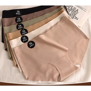 Onedays 7A桑蠶絲冰絲內褲 一片式中腰無痕裸感女內褲 瑜珈健身運動性感三角褲, 【獨立裝_品質款】橘黃,M_(40-48KG)