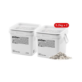 pidan貓砂 三合一活性碳 混合貓砂 5.2kg 桶裝 豆腐砂 活性碳 礦砂 膨潤土 混合砂 豆腐貓砂 皮蛋貓砂, 1個, 2桶組, 無香