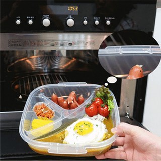 3칸 나눔 용기 대 사이즈 찬통 찬합 반찬통 투명 니본 전자렌지용 스팀홀 추천 용품 보관 음식점 부엌 도시락 리빙 조리 음식물 요리 주방 잡화 생활 분식집 식당 담기 기타 밀폐, 대-뚜껑색상임의배송, 1개