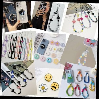 핸드폰줄 비즈 구슬 곰돌이 하트 꽃무늬 휴대폰 스트랩 목걸이 손목 도난방지 악세서리, 1개, 네잎클로보 행운키링 잎사귀