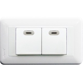 中一電工 熊貓系列 夜光壁切 夜光開關 大面板 螢光開關 15A, 1個, 電鈴押扣蓋板組