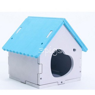 【三隻小豬寵物用品】生態板DIY心型小屋 (適合三線/老公公) -, 前門非透明-藍色, 1個