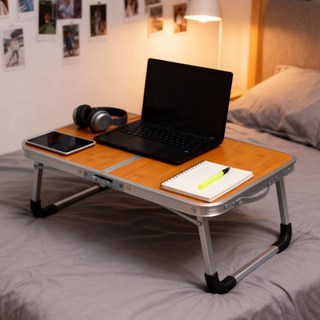 學習桌懶人桌牀上摺疊戶外小桌子臥室坐地書桌大學生宿舍上鋪飄窗, 桌板可摺疊方管腿【白木紋】:60*40*23CM