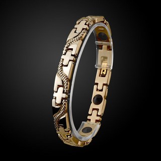 [PGA TOUR] 공식인증 고기능성 건강팔찌 자이언츠 남성용 골드/실버 9mm, 골드, M(18.5cm), 1개