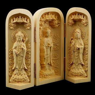 약사여래불 불경 지장보살 약사여래 불상 삼존불 점상 오방기 삼재염주 관세음보살상 석가모니불 약사여래 아미타경 금강경사경 불경 공예 나무 동상 티베트 회양목 조각 신 동상 상자, 스타일-1, 1개