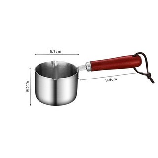 帶刻度食品級304不鏽鋼平底小油鍋潑油熱油小鍋防燙迷你煎鍋不沾鍋小奶鍋淋油專用鋼鍋, 1個, 125ml