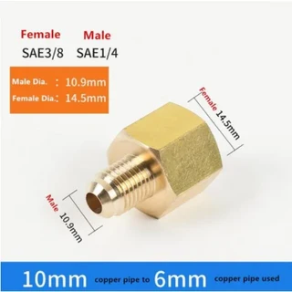 에어컨 구리 튜브 암-수 SAE 플레어 스레드 어댑터 1 개 1/4 3/8 1/2 5/8 3/4 감속기 조인트 황동 파이프, 11 Female 3l8 Male 1l4, 02 Without Nut, 1개