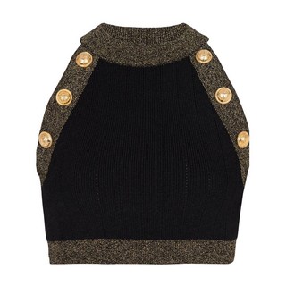 발망 콘트라스트 트리밍 니트 탑