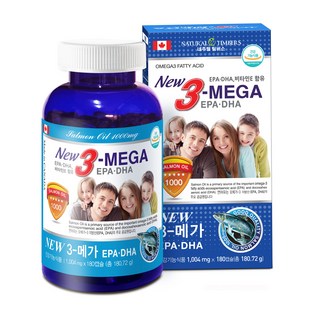 프리미엄 캐나다 연어오일 99.9% 오메가3 New3-MEGA EPA & DHA 비타민E 함유 180캡슐, 1개, 180정