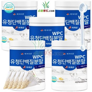 HACCP 식약처인증 유청 단백질 농축 분말100% 완전단백질 아미노산 스코어 높은단백질 프로틴파우더 유청단백질분말 100% 식약청인증 +슈퍼푸드.com 연자육티백 프로틴, 5세트