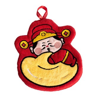 新年造型擦手巾 - 財神有魚, 財神元寶, 1個