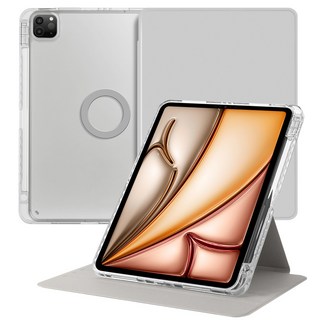 DANYCASE 아크릴 회전 자성 흡착 분리 가능가능 태블릿 커버 아이패드 케이스, 회색, 1개